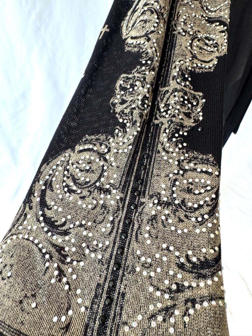 Vocal Black Sheer Embellished Cross Cardigan | Studded Gothic Boho Duster - Picture 6 of 11